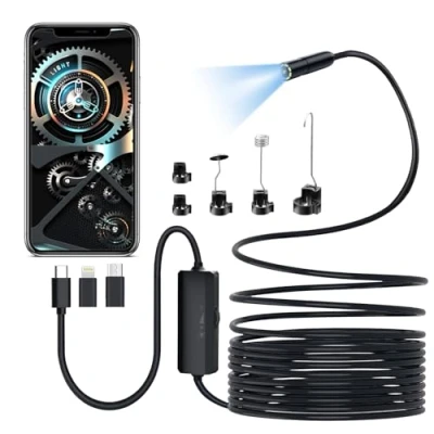 Afbeelding van YSWOVUO endoscoopcamera met licht, 1920 HD type C endoscoop 5 m 8 ledlampen, inspectiecamera, waterdicht, IP67, geen wifi voor Android en iOS smartphone, iPhone, iPad, Samsung