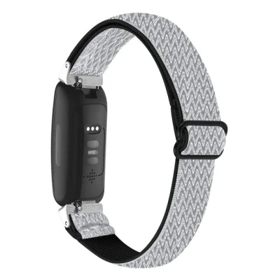Afbeelding van Fitbit Inspire 3 Elastische solo loop nylon bandje Zwart / wit
