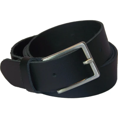 Afbeelding van 100% Leren Riem, 3 cm. Breed, maat 105 Totale lengte 120 cm, Zwart.
