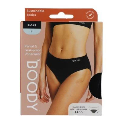Afbeelding van Boody Menstruatieondergoed Bikinislip Zwart Licht / Normaal Maat L 1ST