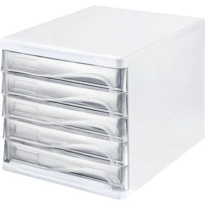 Afbeelding van ladeblok 5lade(n) HxBxD 250x265x340mm kunststof wit laden glashelder