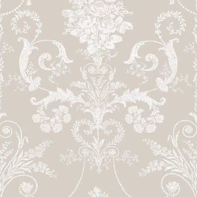 Afbeelding van Laura Ashley Vliesbehang Josette White &amp; Dove Grey 10mx52cm