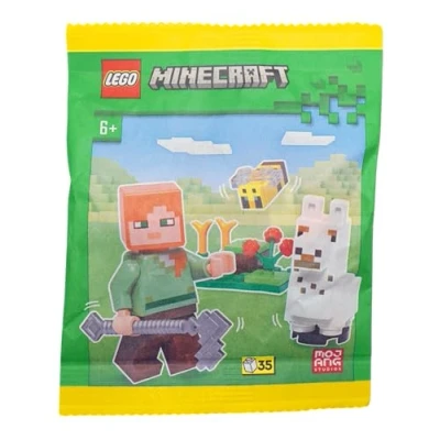 Afbeelding van LEGO Minecraft: Alex minifiguur met babylama en bij