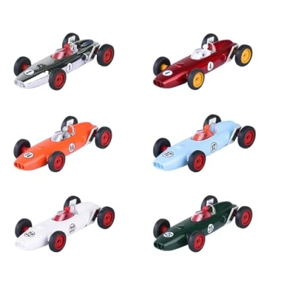 Afbeelding van Majorette 60 jaar jubileummodelauto First Ever racecar van metaal met bestuurdersfiguur en rubberen banden, auto in 6 kleuren (willekeurige selectie), 7,5 cm, speelgoedauto retro verzamelbox