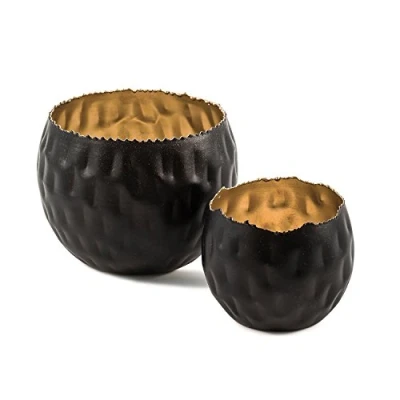 Afbeelding van Home affaire Waxinelichthouder Black&amp;gold (set, 2 stuks)
