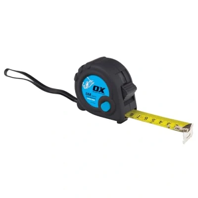 Afbeelding van OX T020608 Meetlint, meetlint uit de Trade Series, voor zwaar gebruik met nyloncoating, zwart/blauw, 8 m