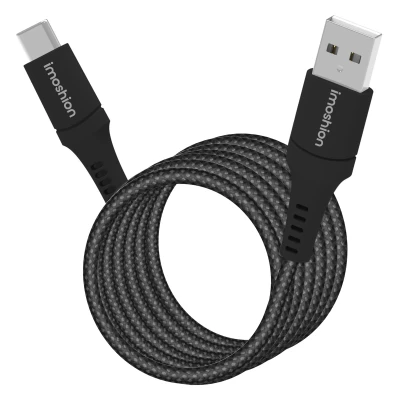 Afbeelding van iMoshion 1 m USB A naar C (standaard) Kabel 15 W Nylon Zwart