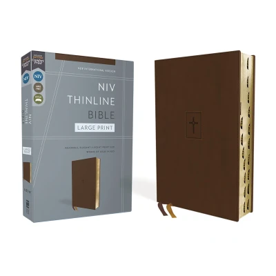 Afbeelding van Niv, Thinline Bible, Large Print, Leathersoft, Brown, Red Letter, Thumb Indexed, Comfort Print: New International Version, Thinline, Print