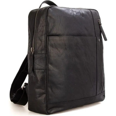 Afbeelding van Spikes &amp; Sparrow Leren Laptop Rugzak 13 inch Bronco 69530 Zwart