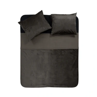 Afbeelding van Y NOT Dekbedovertrek Velvet Met Bies Deep Taupe Lits jumeaux