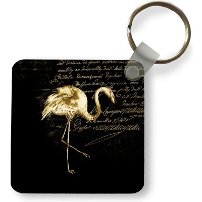 Afbeelding van Sleutelhanger Uitdeelcadeautjes Flamingo Goud Letters Plastic