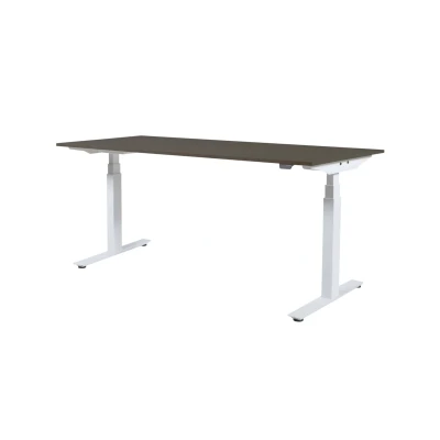 Afbeelding van Lectro Plus bureau, zit sta (64 130cm) hoogte verstelbaar dmv elektromotoren met 180x90cm robson eiken 25mm blad en zwart (RAL9005) frame
