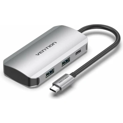 Afbeelding van Vention Stacja dokująca USB C do 4x USB3.0, PD 0,15m TNBHB (szary) (USB C, 5 Havens), Docking station + hub, Grijs