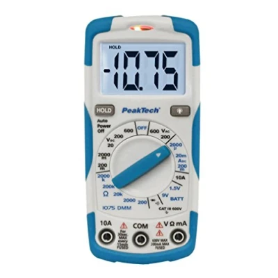 Afbeelding van PeakTech P 1075 digitale multimeter NCV Cat III met verlicht LCD display, batterijtester, handmultimeter, elektronische stroommeter, doorgangstester, spanningsmeter max. 600 V