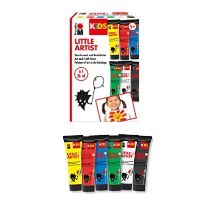 Afbeelding van Marabu 0305000000101 KiDS Little Artist, schilder en knutselverf, 6 x 36 ml, veganistisch, droogt snel, voor kinderen vanaf 3 jaar