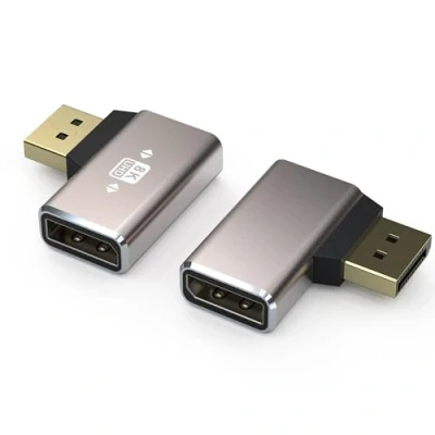 Afbeelding van VMOJO 2 pack DisplayPort koppelingsadapter, legeringsbehuizing 8K UHD HDR (DP) 1,4 90 graden haakse stekker naar bus extender verlengstekker converter @60Hz/4K @144Hz