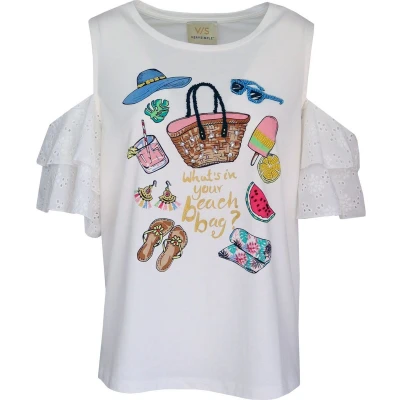 Afbeelding van Verysimple off white t shirt met open schouders maat M (IT44)