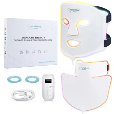 Afbeelding van Nourished Bodynskin LED lichttherapie Gezichts &amp; Nekmasker Gezichtshuidverzorgingsapparaat 7 Kleuren Rood Blauw Verjonging, Anti verouderingsproduct voor Rimpels