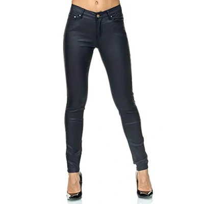 Afbeelding van Elara Damesbroek Leatherette Push up Effect Chunkyrayan E621 1 Navy 38 (M)