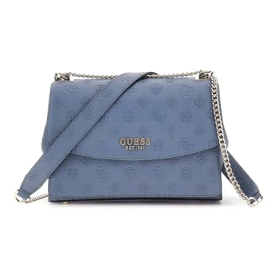 Afbeelding van GUESS schoudertas Phoebe Convertible Xbody Flap Bag Slate Logo blauwgrijs