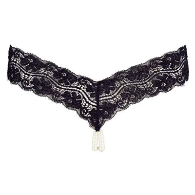 Afbeelding van Cottelli Collection Rio String met Stimulerende Parels Open Kruis Ontwerp Maat XL Zwart