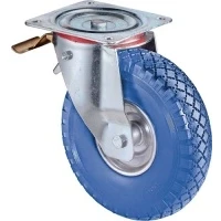Afbeelding van BS Rollen Zwenkwiel met totaalklem wiel d. 200 mm draagvermogen 75 kg schroefplaat rollager rubber zwart 1 stuk L420.C91.200