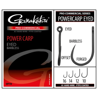 Afbeelding van Gamakatsu Coarse Pro C Powercarp A1 PTFE Eyed Barbless (10 pcs) Maat : 16