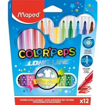 Afbeelding van Maped Viltstift Color&#039;peps 12 Stiften In Een Kartonnen Etui