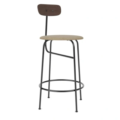 Afbeelding van Audo Copenhagen Afteroom Counter Barkruk H92 Zitting Bouclé 02 Donker Eiken