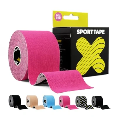 Afbeelding van sporttape Extra plakkerige kinesiologie tape, 5 cm x m, roze, hypoallergeen, waterdichte sporttape, fysio, medische bij spierblessures, ondersteuning, ongesneden