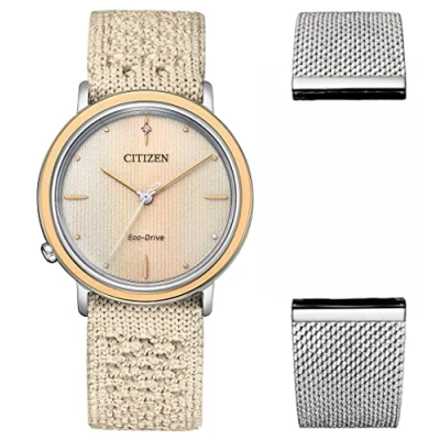 Afbeelding van Citizen Solarhorloge EM1006 40A (set, 2 delig, Met wisselband)