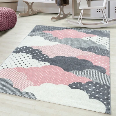 Afbeelding van Kindervloerkleed Bambi Wolken Roze 120x170cm Adana Carpets