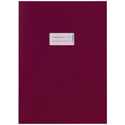 Afbeelding van HERMA 19804 kartonnen schriftomslagen DIN A4, schriften met tekstveld, van stevig en extra sterk papier, 10 delige set schriftbeschermers voor schoolschriften, wijnrood