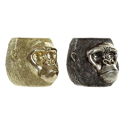 Afbeelding van Decoratieve figuren DKD Home Decor Ziverachtig Gouden Hars Gorilla (20 x 24,5 18,5 cm) (2 Stuks)