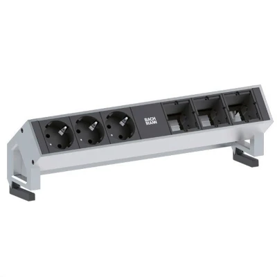 Afbeelding van BACHMANN DESK2 3x geaard stopcontact ABD GST18 Inox