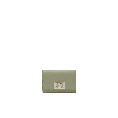 Afbeelding van FURLA Leren Portemonnee 1927 Compact Wallet Agave Grijs