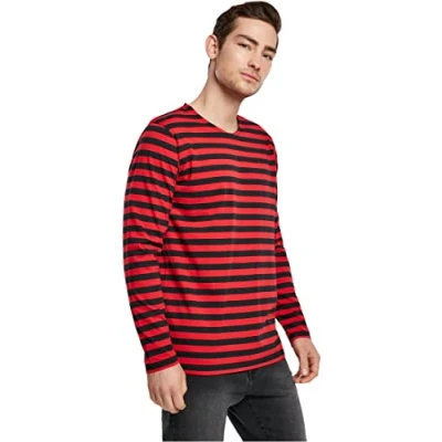 Afbeelding van Urban Classics Stripe LS Longsleeve, Heren, Maat: Medium, Red