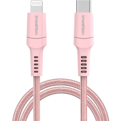 Afbeelding van Non MFI Braided USB C to Lightning cable 2 Meter van iMoshion / Roze