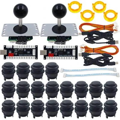 Afbeelding van SJ@JX 2 Player Arcade Game Controller DIY Kit Matt Frosted Microswitch Button Twins USB Encoder Zero Delay 4&amp;8 Way Fighting Joystick for PC MAME Respberry Pi Retropie