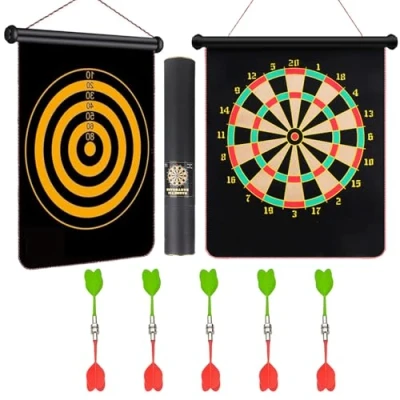 Afbeelding van Magnetisch Dartbord, Dartbord voor Kinderen met 10 Veilige Darts, Binnen en Buitenspellen, Hangend Dartspel, Dubbelzijdig Dartbordspel