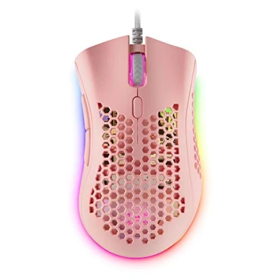Afbeelding van MARSGAMING MMEXP Roze, RGB Gaming muis, 32K DPI, Feather kabel, HUANO schakelaar