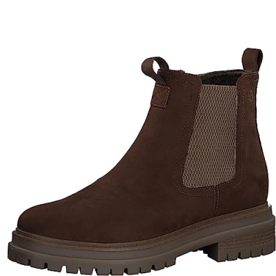 Afbeelding van s.Oliver Chelsea Enkellaarsjes met plateauzool, Dames, Maat: 37, Cognac Textiel