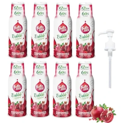 Afbeelding van 8 pakjes FruttaMax Vruchtensiroopconcentraat Minder suiker met 60% fruitgehalte geschikt voor frisdrankautomaat (8 x 500 ml) Granaatappel)