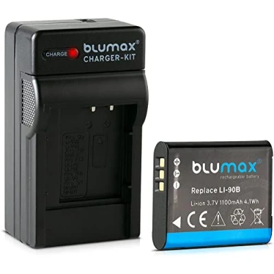 Afbeelding van Blumax Batterij voor Olympus Li 90b / 92b 1100mAh + Lader compatibel met XZ 2 Tough TG 1 3 4 5 SH 50 60 SP 100 EE Traveller