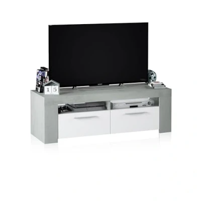 Afbeelding van AMBIT TV meubel met 2 deuren eigentijdse stijl grijs en wit L 120 cm