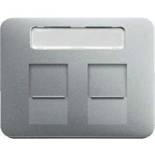 Afbeelding van Abb busch jaeger centraalplaat 2 x modulair jack schuifjes a titanium 2cka001710a3344