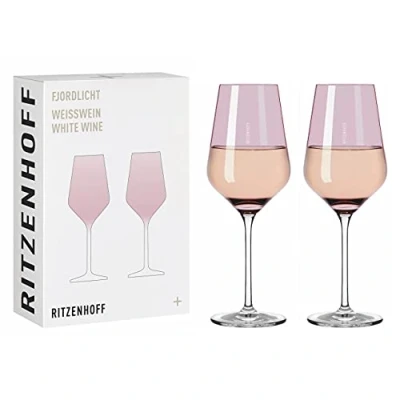 Afbeelding van RITZENHOFF 3641003 witte wijnglas 300 ml serie Fjordlicht nr. 3 2 stuks met kleurverloop Berry Made in Germany