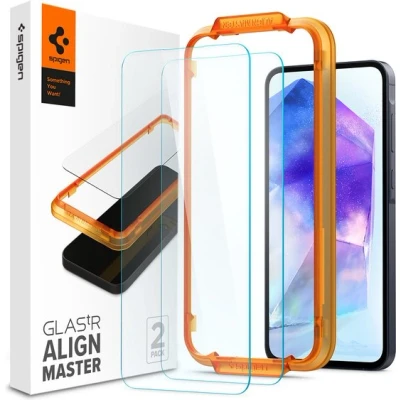 Afbeelding van Spigen Screenprotector geschikt voor Samsung Galaxy A55 Tempered Glas met Montage 2 stuks Transparant