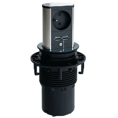 Afbeelding van Inbouwcontactdoos Elevator 1 stopcontact 2 USB Bachmann