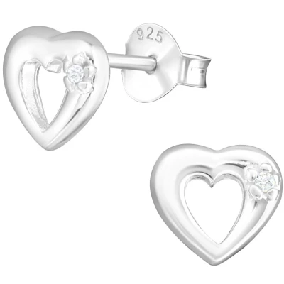 Afbeelding van JoyS Zilveren hartje oorbellen 7.5 mm kristal oorknoppen
